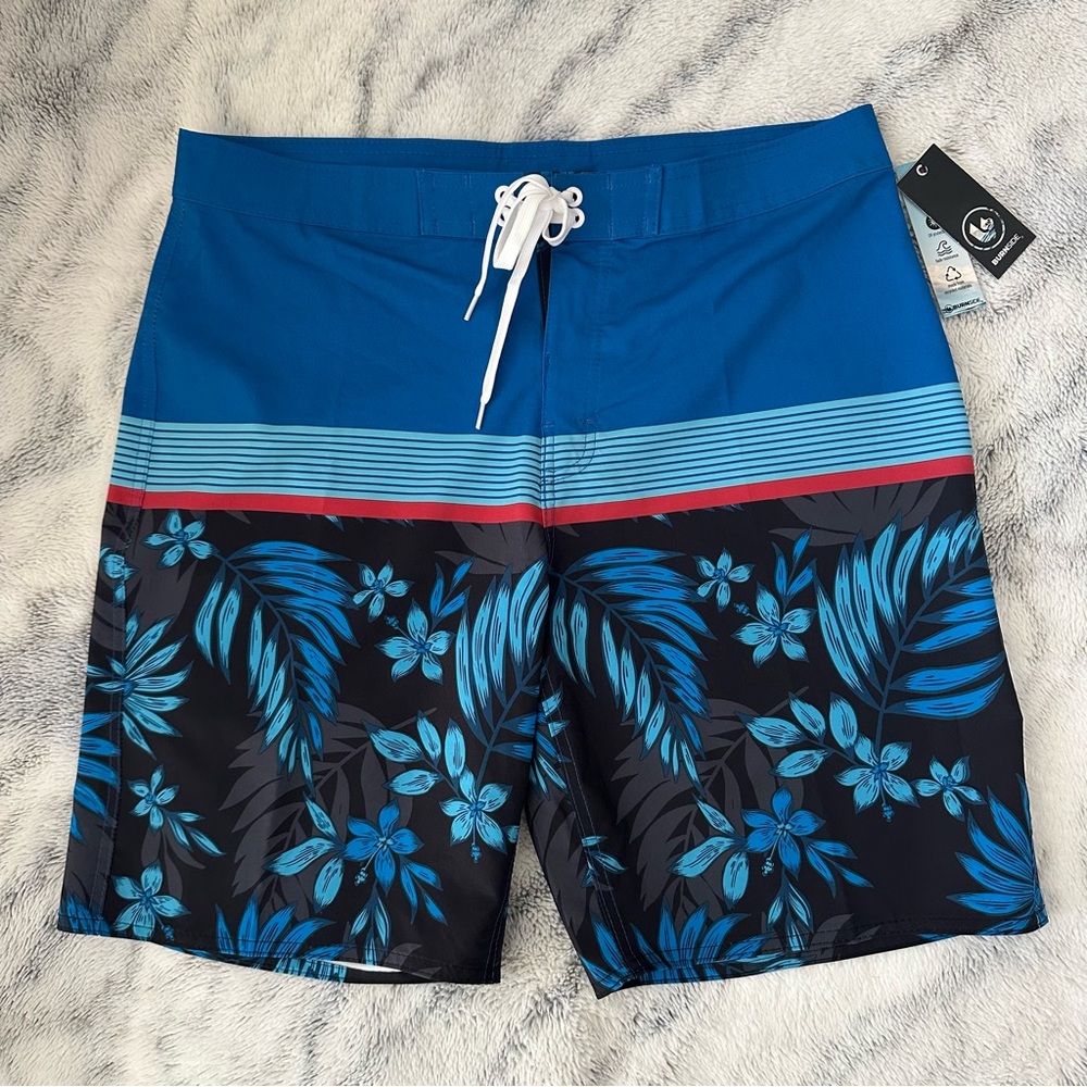 Burnside Men's Floral Stripe Stretch Boardshorts
